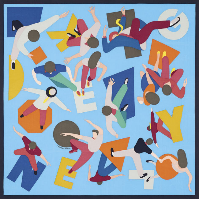 Carre 70 cm Hommage a Gene Kelly en soie vintage Objets AH22 Hermes © Studio des Fleurs