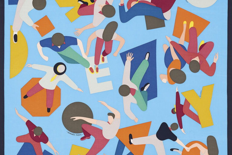 Carre 70 cm Hommage a Gene Kelly en soie vintage Objets AH22 Hermes © Studio des Fleurs